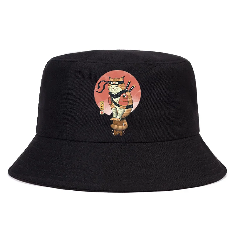 2021 Japanese new men Catana male/female print cartoon cat fishing hat panama hat