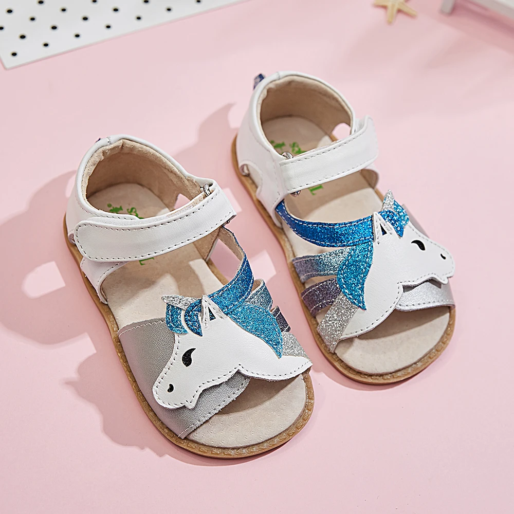 TipsieToes Top Brand Unicorns Soft Leather In Summer New Girls Children Barefoot Shoes Kids Sandals Baby Toddler 1-12 Years Old