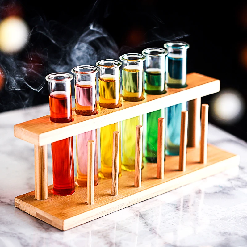 Wooden Rack with Borosilicate Glass Test Tubes, Labs Premium Wooden Test Tube Rack