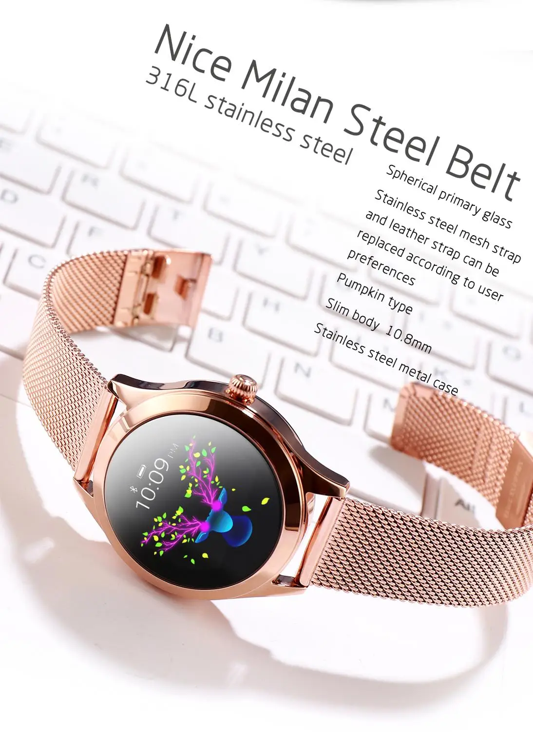 الأصلي KW10 ساعة ذكية حزام الفولاذ المقاوم للصدأ للنساء/جلد ل KW20 KW10 LW10 LW20 حزام 18 مللي متر ساعة ذكية es استبدال الفرقة