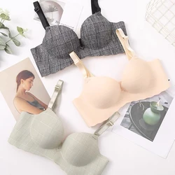 Seamless Large Size Women's Underwear Sexy Plaid Fashion Women's Bra Comfortable And Close-Fitting Push-Up Bra And Close-Up Bra