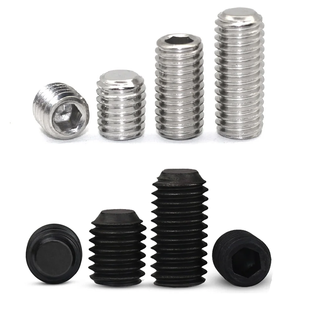 5-50pcs M2 M2.5 M3 M4 M5 DIN913 304 Stainless Steel Allen Head Hex Hexagon Socket Flat Point Set Screw End Grub Headless Bolt