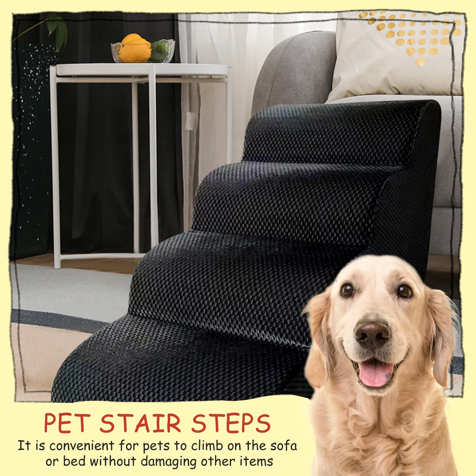 Dog Stairs 4 Layers Dog House Pet Sofa Bed Stairs Puppy Cat Bed Dog Steps Mesh Foldable Detachable Pet Climbing Ladder Bed