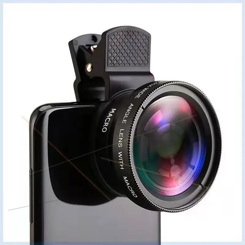 Phone Lens Kit 0.45x Super Wide Angle 12.5x Super Macro Lens External SLR HD Camera Lentes for iPhone Xiaomi Samsung Universal