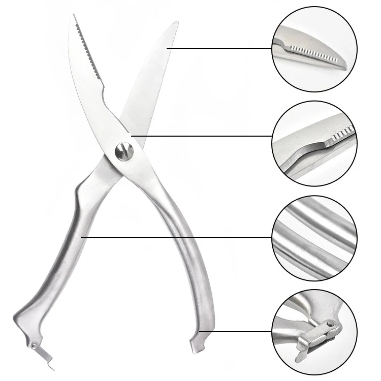 25cm(9.8\'\') Heavy Duty Stainless Steel Kitchen Gadget Shear Fish Duck Cut Poultry Chicken Bone Scissor Cutter Cook Tool