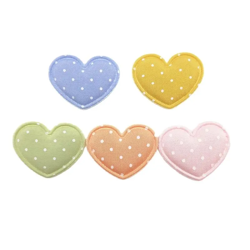 Heart Padded Applique for DIY Clothes, Hat Sewing Patches, Socks, Gloves, Shoes Decor Accessories, 3.5x2.8cm, 50PCs per Lot