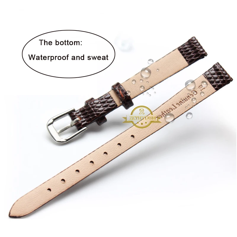 Genuine leather Watchband womens bracelet 6 8 10 12mm lizards leather watch strap small wristwatches belt Pin buckle