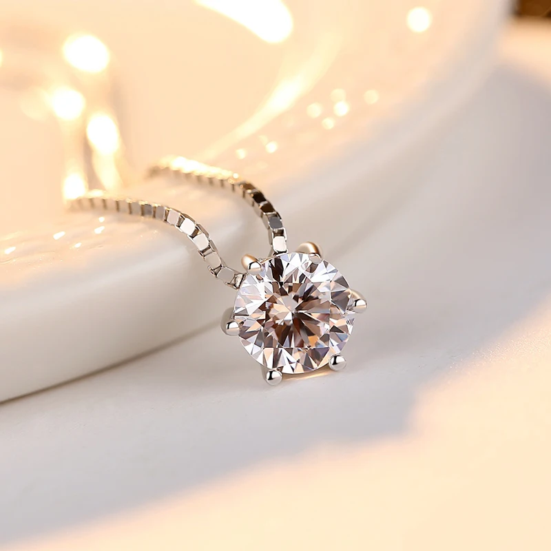 Hot moda wykwintne okrągły Rhinestone wisiorki naszyjniki 925 srebro półokrągła CZ Choker naszyjnik damska biżuteria na prezent — zdjęcie 6
