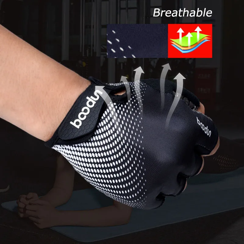 Boodun Breathable Cycling Gloves Half Finger Shock Absorption Bike Gloves Fitness Gloves Men Women Non-slip Bicycle Gloves