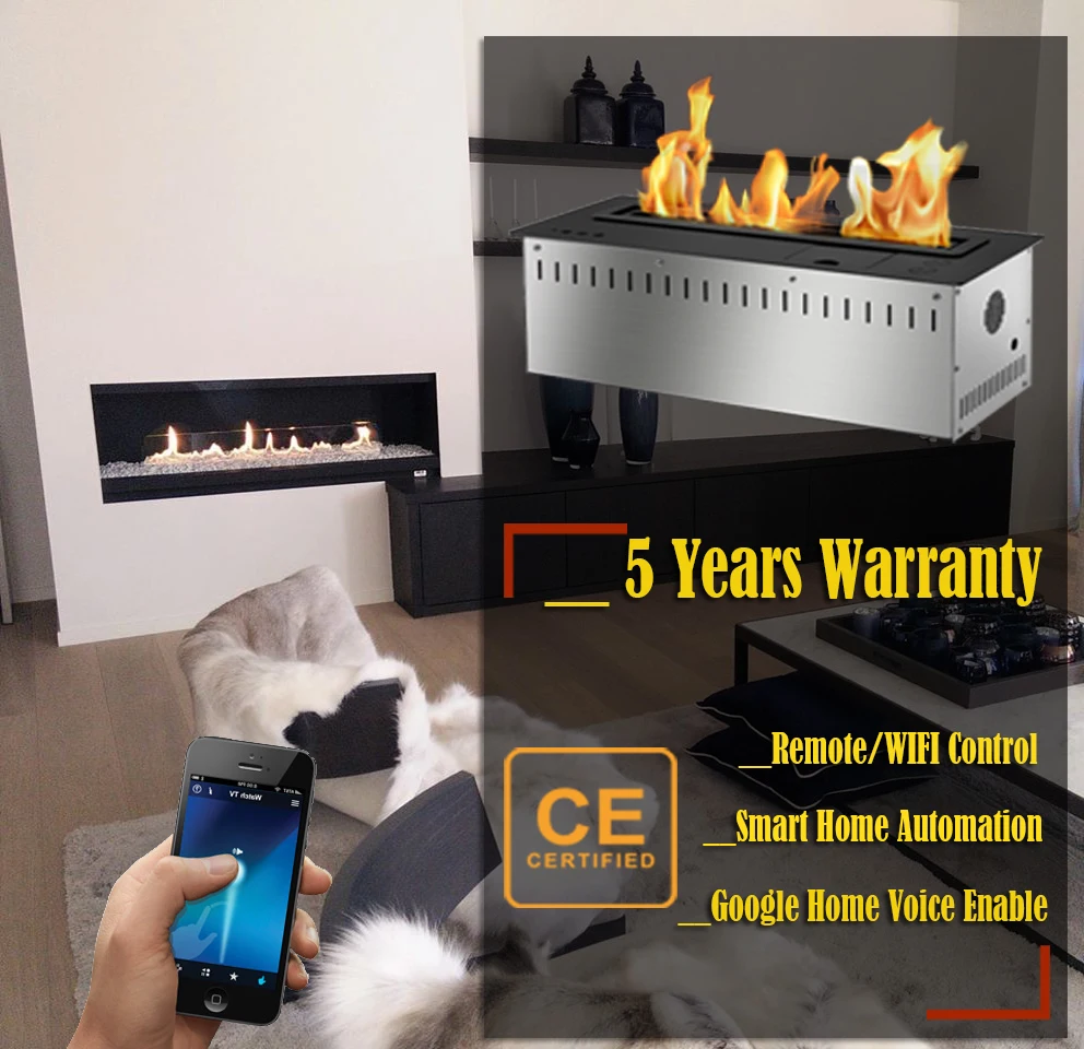 

on sale 24 inch remote fireplace ethanol burner wifi control modern chimney