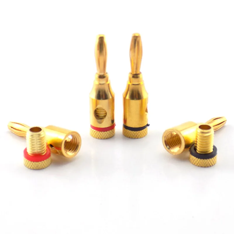 2/8pcs 4mm Banana Plug Gold-Plated Musical Cable Wire Audio Speaker Connector Plated Musical Speaker Cable Wire Pin Connectors