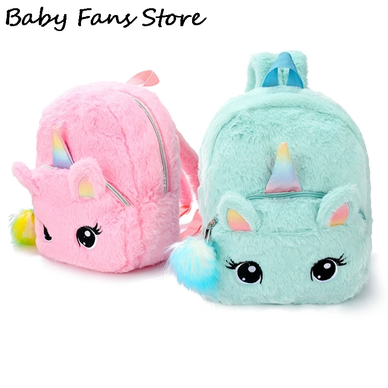 Kids Mini Plush Backpacks Baby School Bag Unicorn Pack Kindergarten Backpack Children Cute Cartoon Fashion Schoolbag Book Bags