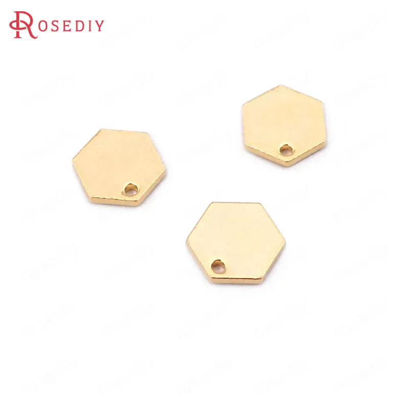 

(F237)20 pieces 8mm 10mm High Quality Gold Color Brass Hexagon Charms Pendants Diy Jewelry Findings Accessories wholesale