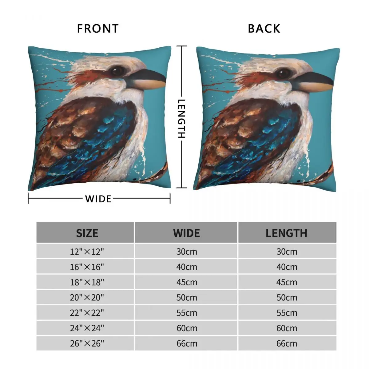 Kookaburra Square Pillowcase Polyester Linen Velvet Creative Zip Decorative Home Cushion Cover 45x45