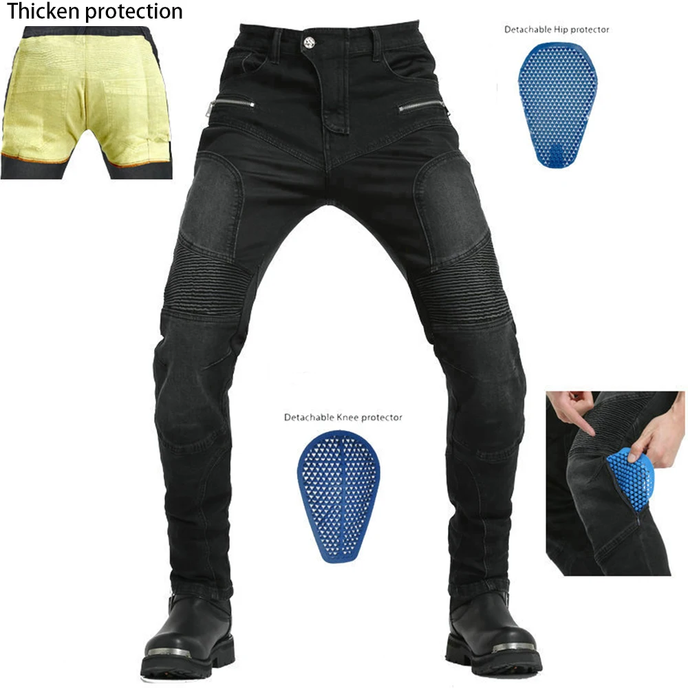 Casual Men Ms Black Green Aramid Motorcycle Jeans Pant Added the for knee area Protective Gear Riding Touring Moto Trousers New