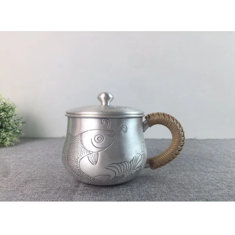 

Silver Cup 999 Sterling Silver Handmade Tea Set Japanese Retro Office Cup Water Cup Tea Cup Tea Ceremony Kung Fu Tea Set 320ml