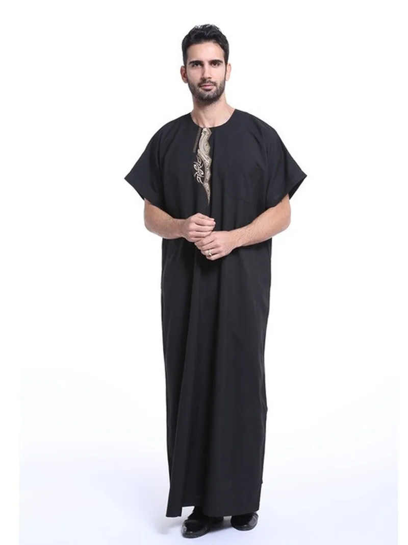 Jubba Thobe For Men Arabic Dubai Cotton Mens Formal Thobes Muslim Robe Clothing Islamic Saudi Arab Kaftan Wear Plus Size XXXL