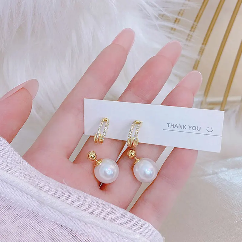 JUWANG Trendy Removable Women Earrings Freshwater Pearl Earrings Minimalist Lady Temperament Exquisite Luxury Jewelry Pendant