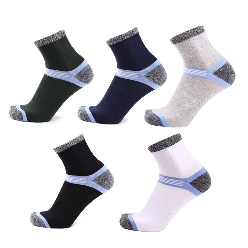High Quality 5Pairs Men's Sports Socks Cotton Basketball Running Socks Comfortable Breathable Male Socks New
