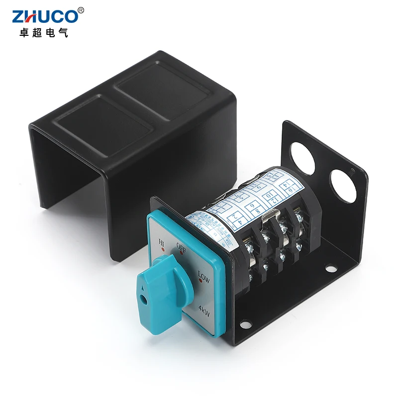 ZHUCO HZ5D-20/4 M08C With Iron Shell 20A Two-Speed Motor Switch Three Position Four Poles Universal Changeover Rotary Cam Switch