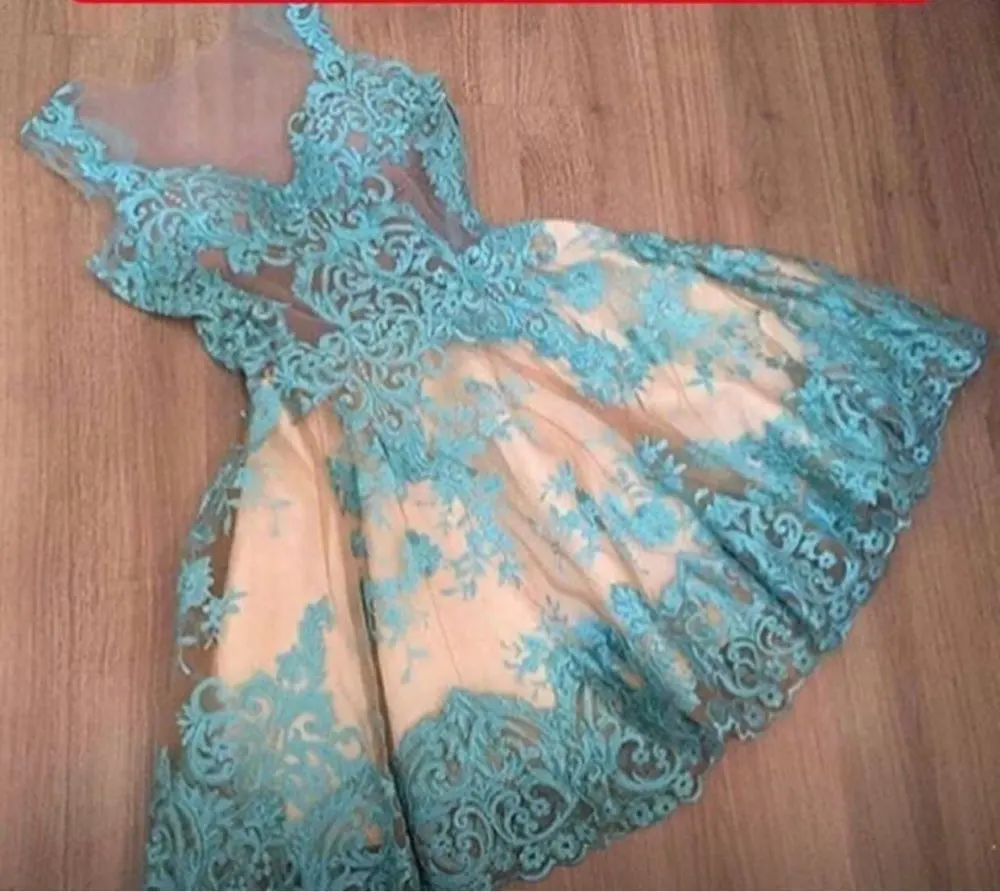 new fashionable lace appliques vestido de novia casamento bridal gown sexy sky blue 2019 free shipping Transparent prom dresses