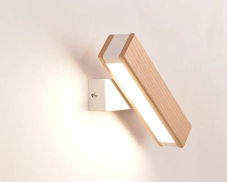 Modern Led Indoor Luminaire Wooden Wall Lamps 180 Degree Rotation Bedside Light Vanity Light Bathroom Reading Nordic Design Deco