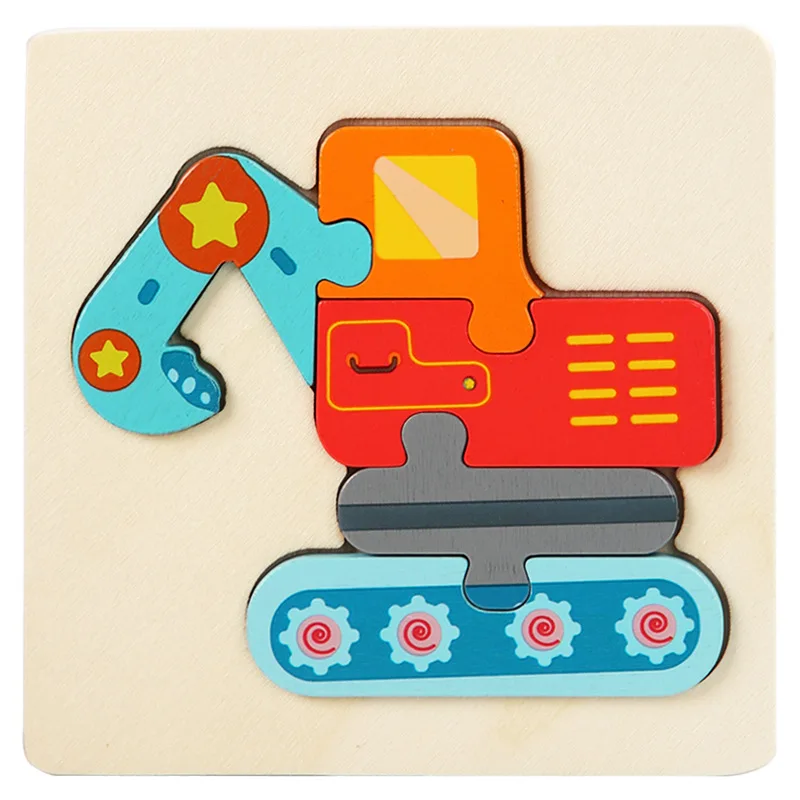 Kinder Holzspielzeug 3D Holzpuzzle Cartoon Tiere Kognitives Puzzle Frühes Lernen Lernspielzeug für Kinder Geschenk