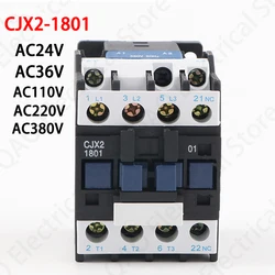 CJX2-1801 LC1 AC Contactor 18A 3 Phase 3-Pole NC Coil Voltage 380V 220V 110V 36V 24V 50/60Hz Din Rail Mounted 3P+1NC