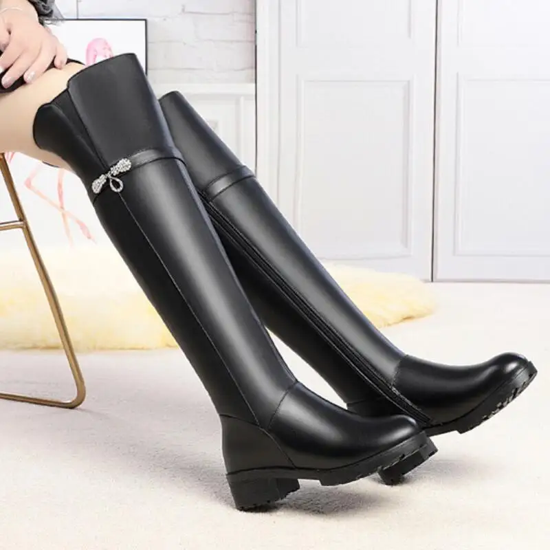 CICIYANG women's boots autumn Genuine Leather 2025 winter High tube Over the knee boots Sexy riding boots Black plus size shoe