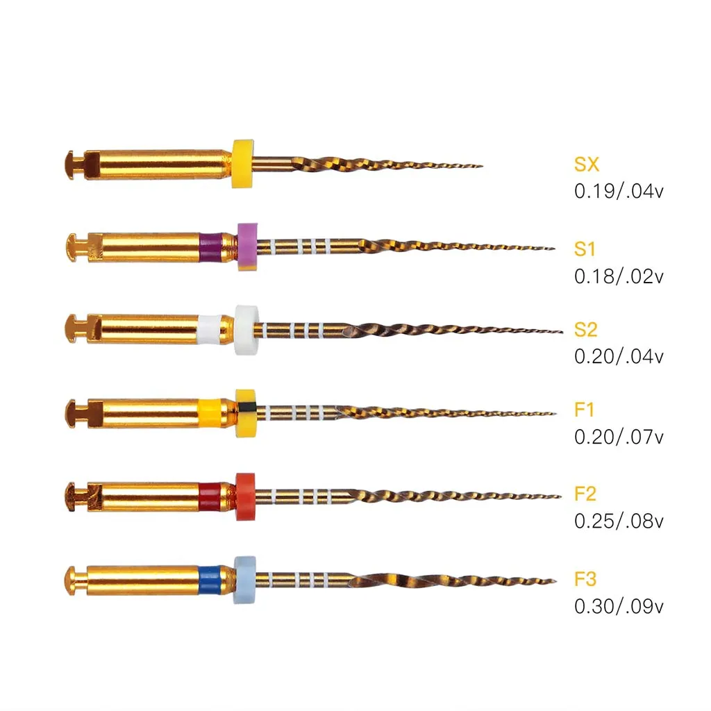 Cesoon 6Pcs/Pack Dental Endodontic Niti Rotary Files SX-F3 Endo X-Pro Gold Taper Tips Flexible File 21/25mm Dentistry Materials