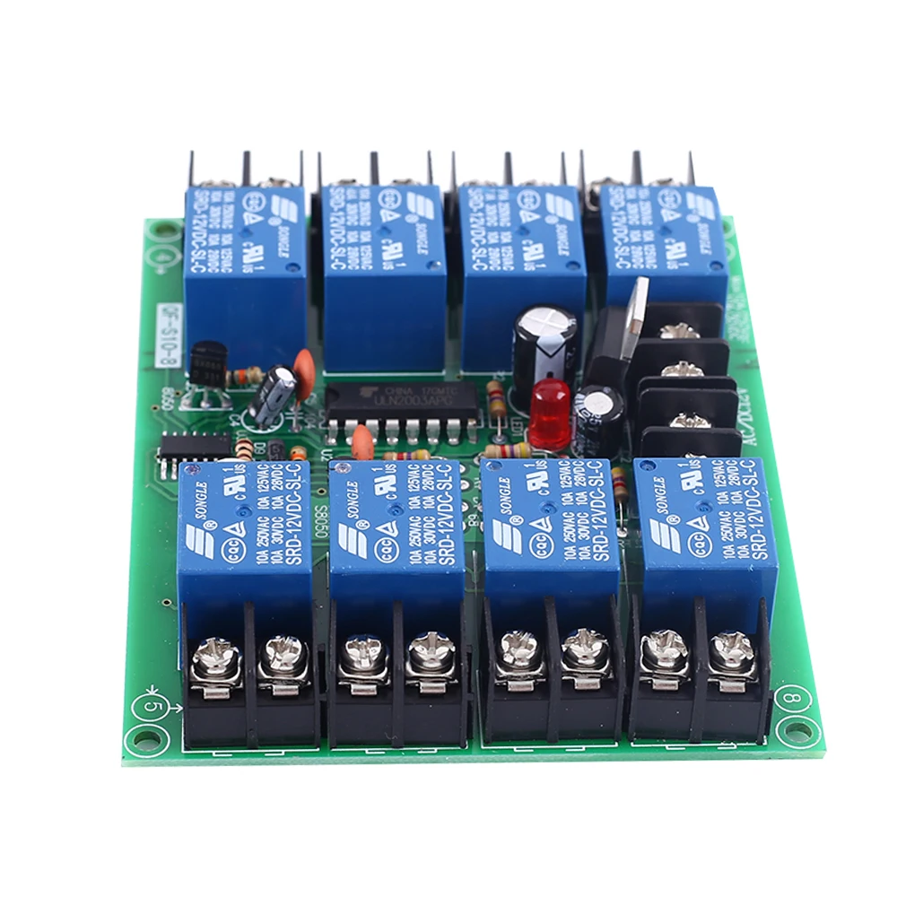 Power Time Sequence Board 0.2-4s Adjustable Sequential Controller Module AC DC 12V 10A 8-Channel 8CH For Audio KTV Stage Light