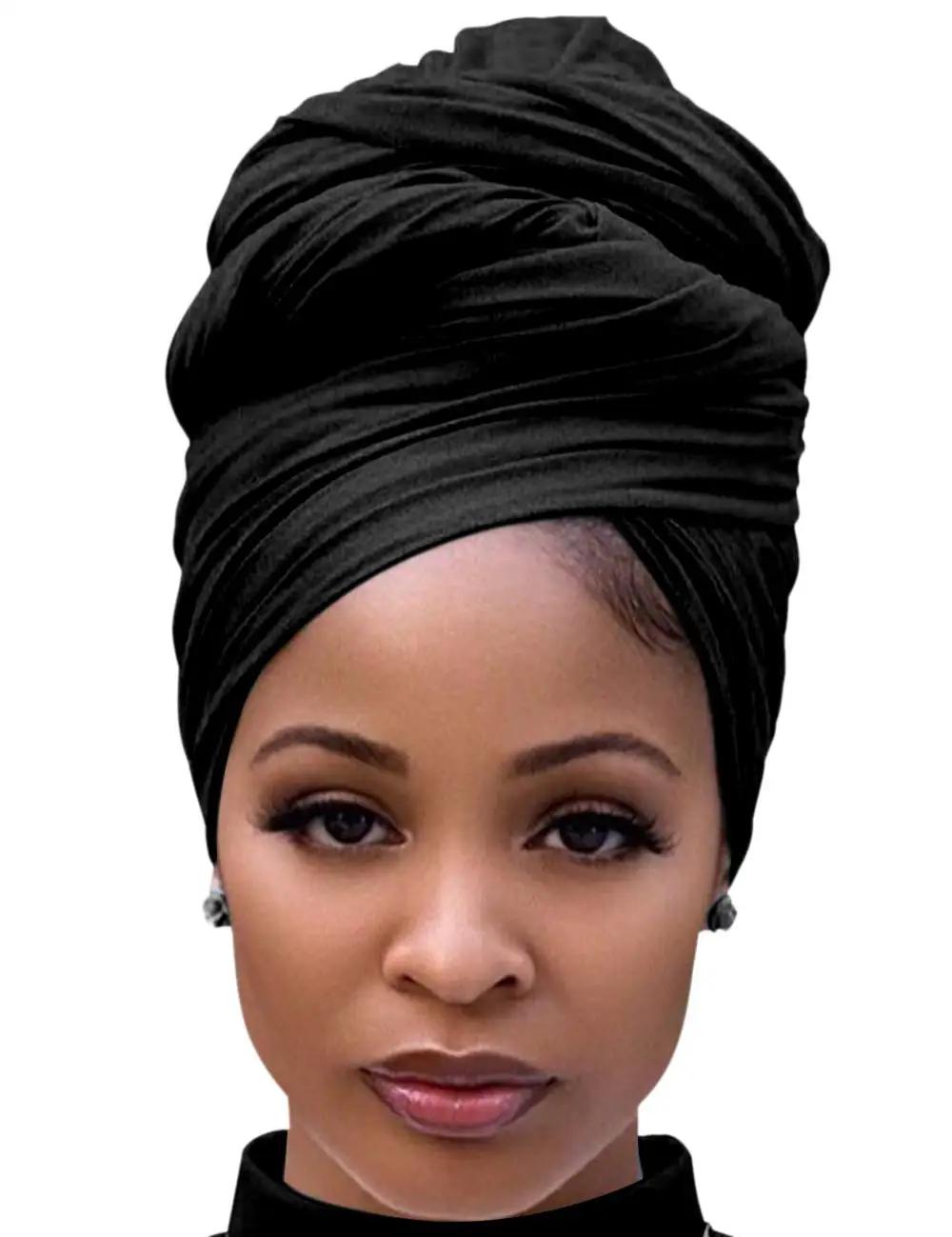 African Head Wraps for Black Women Pretied Turban Stretch Headband Tie for Sleeping Muslim Plain Jersey Scarf Head Hijab Wrap