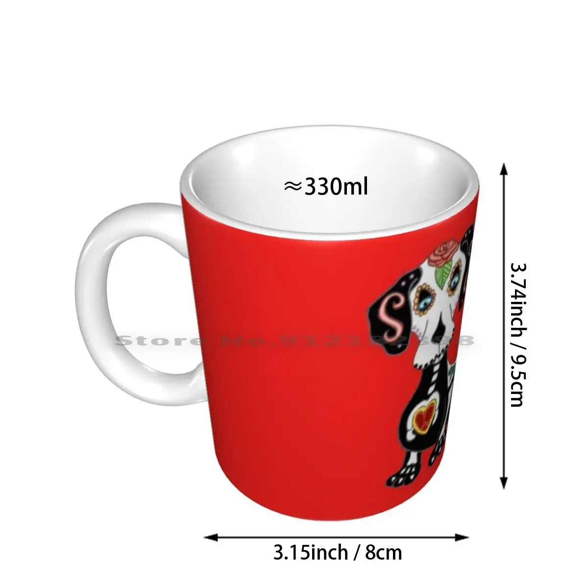 Dachshund Sugar Skull Ceramic Mugs Coffee Cups Milk Tea Mug Dog Doxie Dachshund Skull Sugar Skull Skeleton Fantasy Dog Lover