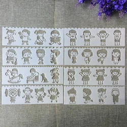 8Pcs New 18.5*5.5cm Little Children Kids DIY Layering Stencils Painting Scrapbook Coloring Embossing Album Decorative Template