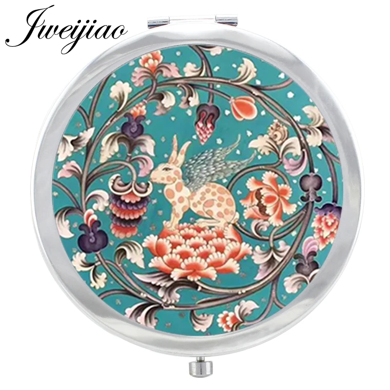 Youhaken Vintage Folk ART Patterns Photos Accessories pocket mirror New Silver Plated Glass Dome Folding Compact espejos FL32