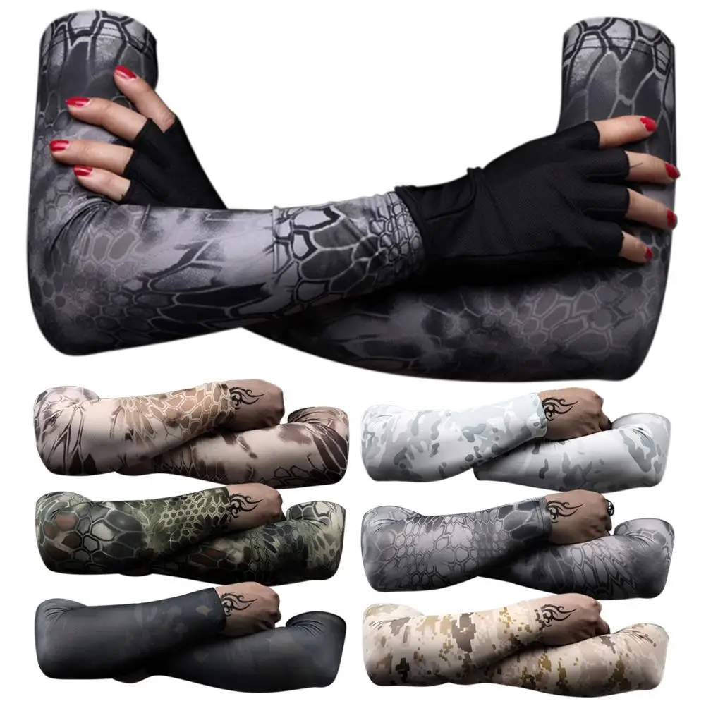 1 Pair Outdoor Sports Camouflage Anti UV Elastic Cooling Compression Arm Sleeves Sports Sleeve Sun UV Arm Sleeves