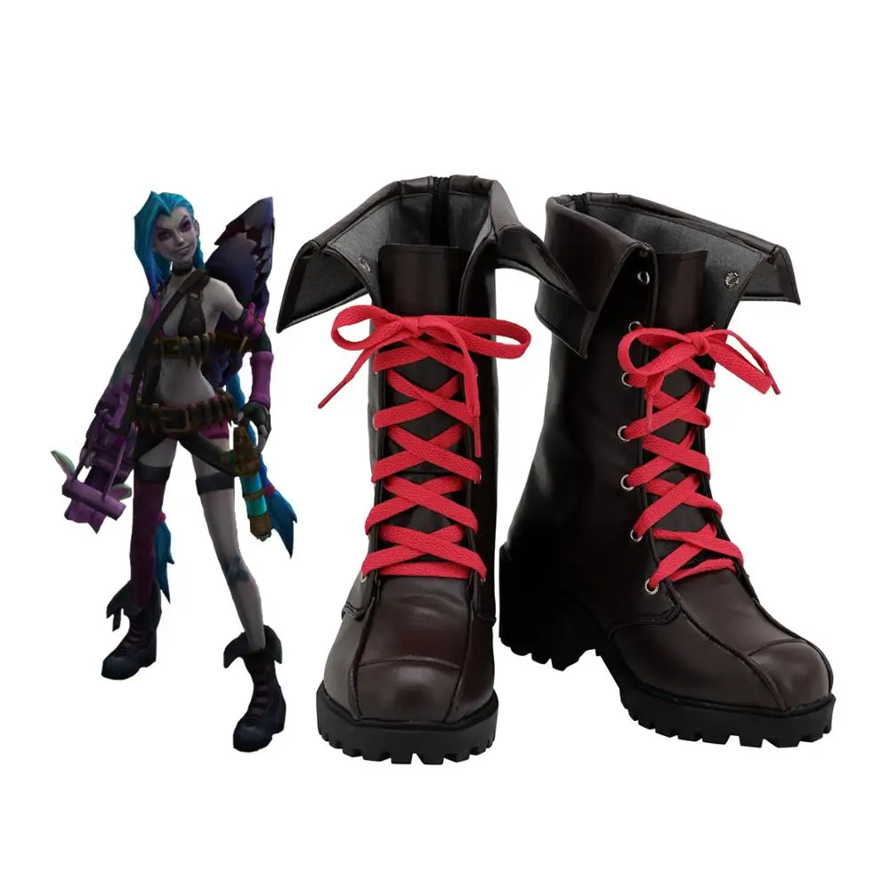 

Jinx Black Boots Cosplay Game LOL Jinx Cosplay Shoes Leather Shoes Custom Made Any Size for Adults and Kids