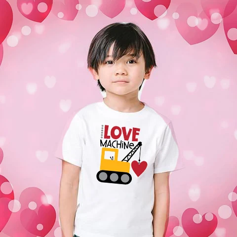 Loveเครื่องหุ่นยนต์วันวาเลนไทน์เสื้อเด็กวันวาเลนไทน์Teeวาเลนไทน์เด็กวัยหัดเดินวาเลนไทน์เสื้อValentineหุ่นยนต์เสื้อยืด