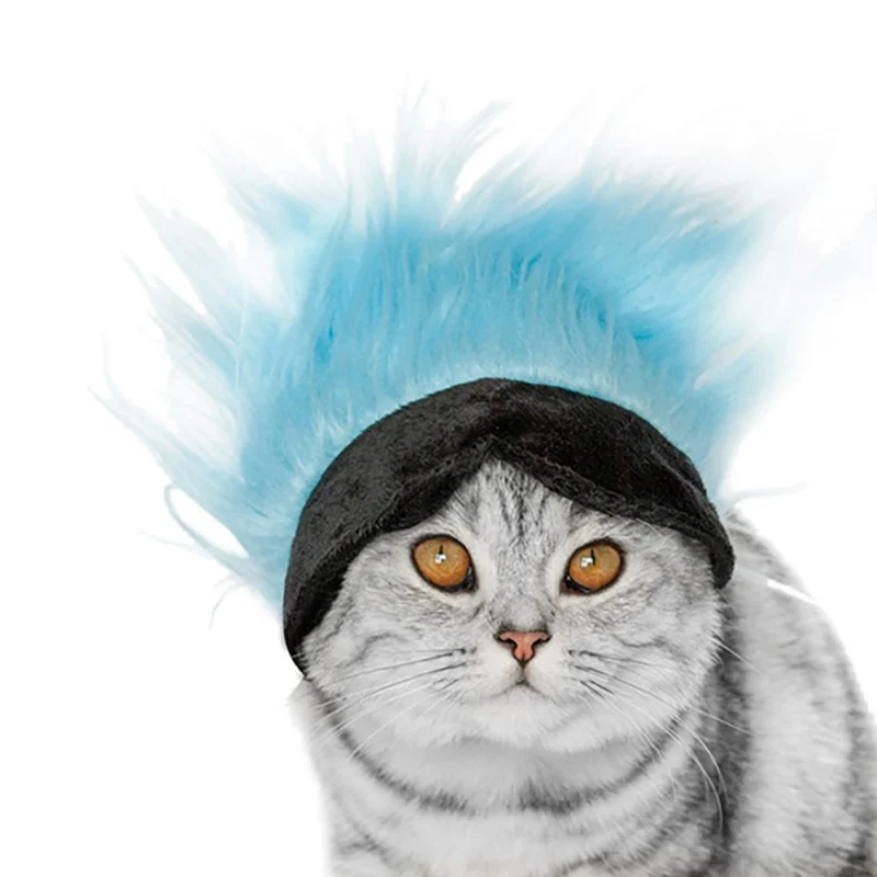 Funny Pet Halloween Headdresses Dress Up Adjustable Pet Hair Headdress Dog Cat Wig For Pet Cats Dogs Accessories