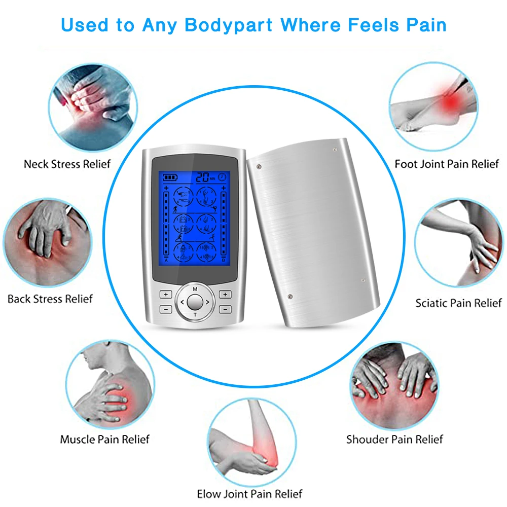 24Modes Eletric Compex Muscle Stimulator EMS Pulse Meridian Physiotherapy TENS Machine Electrodes Low Frequency Pads Massageador