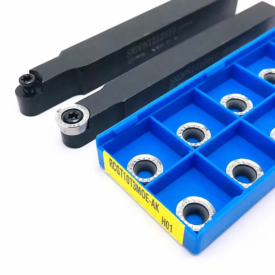 SRDPN1010H10 SRDPN1212H10 CNC herramienta de torno externo, poste de herramienta de arco + 10 piezas RPGT10T3MO AK H01 R5, hoja de aluminio de carburo de alta calidad
