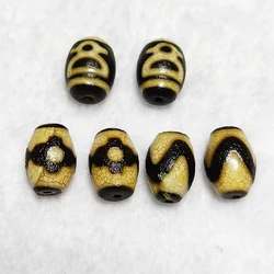 2Pcs/lot Tibetan Buddhist God of Wealth 3 Eyes Totem Dzi Beads 10*13mm Weathered Old Agate Beads Free Shipping