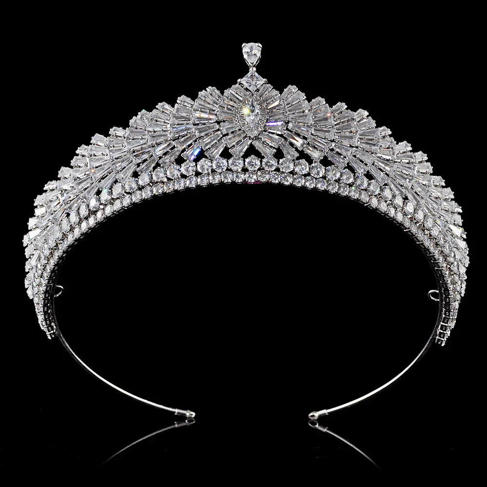 Luxury Bridal Tiara Ladies Full Crystal Crown with Zirconia Wedding Hair Jewelry Bride Headband