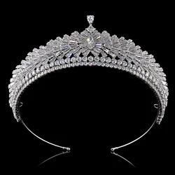 Luxury Bridal Tiara Ladies Full Crystal Crown with Zirconia Wedding Hair Jewelry Bride Headband
