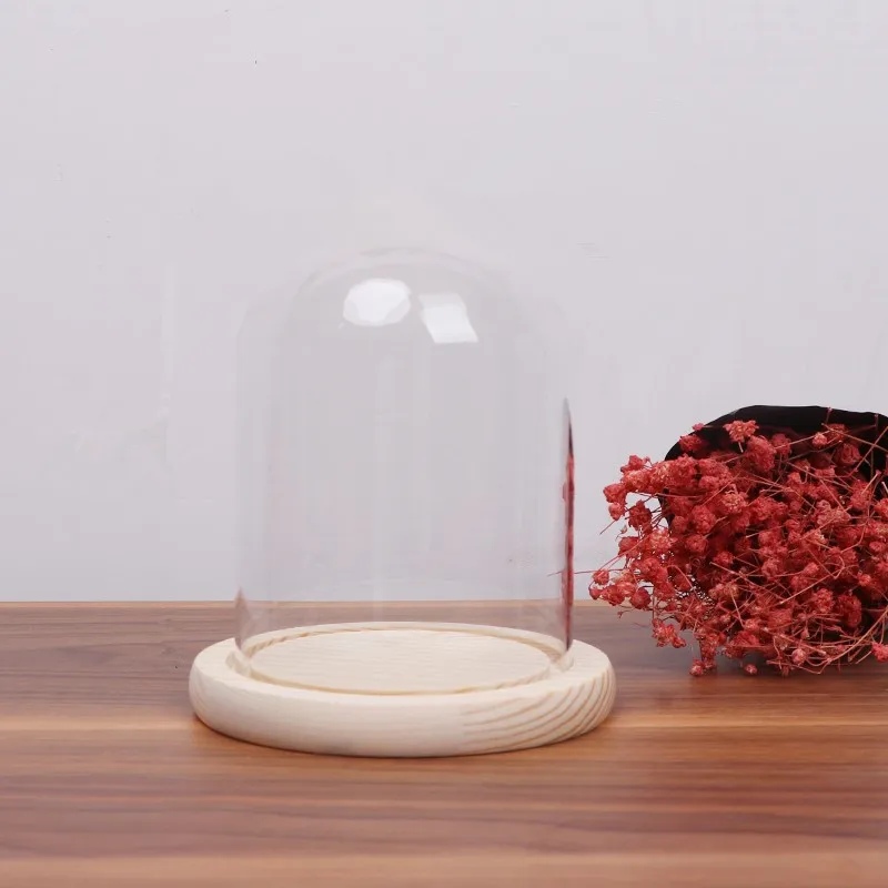 2 مجموعات/حزمة 10*12 سنتيمتر صغيرة الحجم زجاج شفاف قبة زهرية ديكور المنزل سجل قاعدة غطاء عيد المعلمين لتقوم بها بنفسك هدية الزفاف الدعامة #3