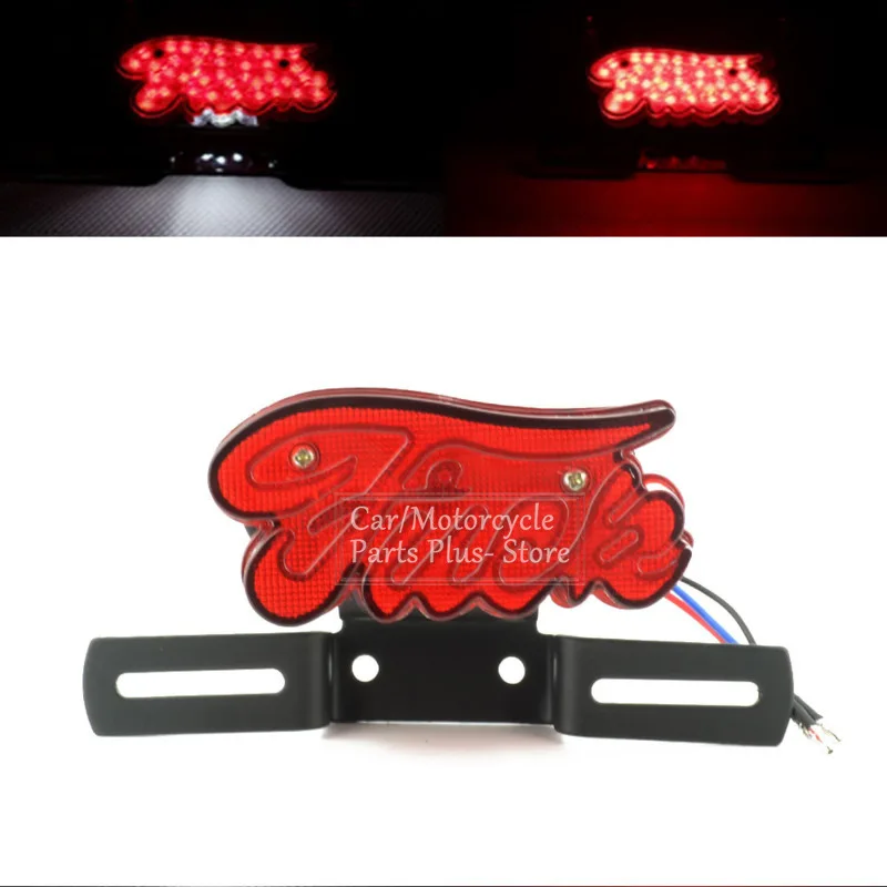 Motorcycle Retro Red Taillight Brake Stop Light License Plate Lamp Rear Light For Softail Custom Chopper Bobber Universal