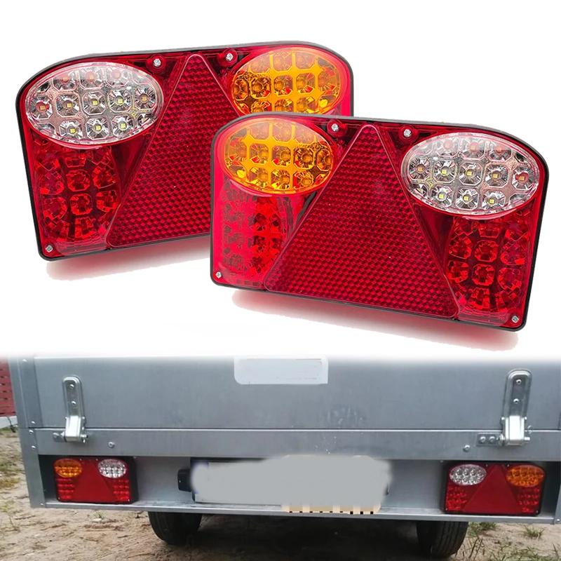 

2PCS 12V LED Car Truck Tail Light Taillight Rear Brake Light Signal Lamps Indicator for Van Lorry Trailer