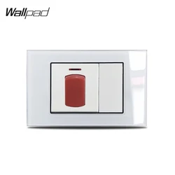 US 20A Water Heater Switch Wallpad L3 Crystal White Glass 118*75mm AU IT IL 20 Amp On Off Interruptor with LED