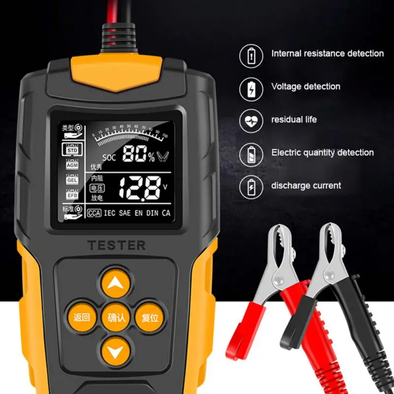 Car Battery Tester 12V 24V CCA Cranking Charging Circut Tester Battery Analyzer 12 24 Volts Battery Tools