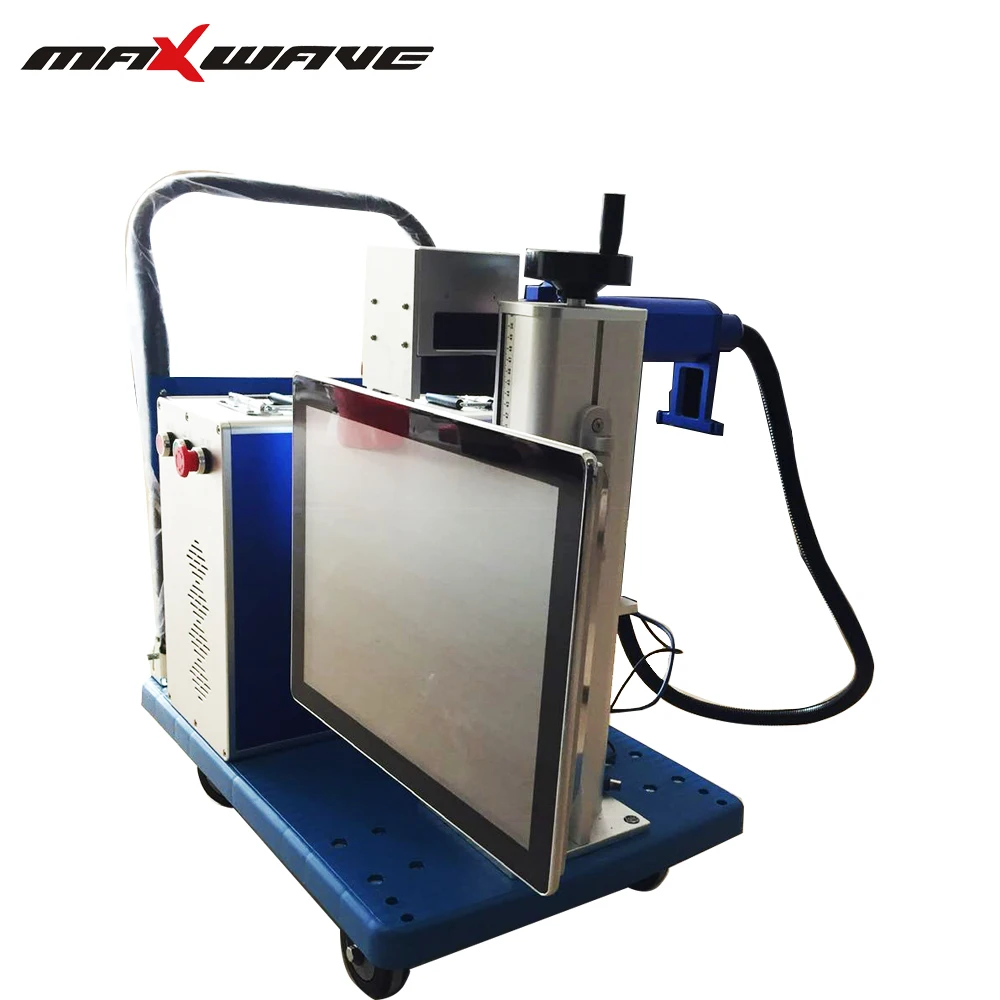 New Design handcart handheld 20W 30W 50W Raycus fiber laser marking machine from Maxwave Laser